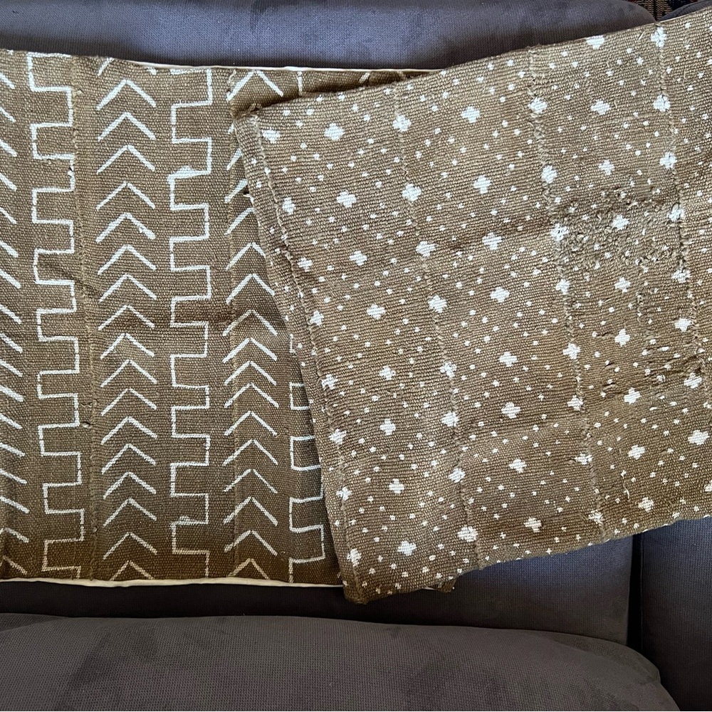 Two 18” x 18” Mudcloth Pillow Covers